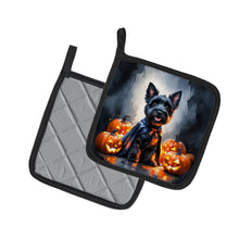 Load image into Gallery viewer, Scottish Terrier Puppy Halloween Pair of Pot Holders