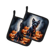Load image into Gallery viewer, Scottish Terrier Puppy Halloween Pair of Pot Holders