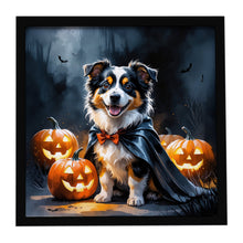 Load image into Gallery viewer, Sheltie Puppy Halloween Framed Metal Print