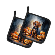 Load image into Gallery viewer, Vizsla Puppy Halloween Pair of Pot Holders