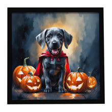 Load image into Gallery viewer, Weimaraner Puppy Halloween Framed Metal Print
