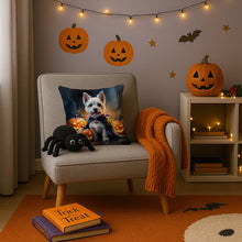 Load image into Gallery viewer, Westie Spaniel Puppy Halloween Throw Pillow
