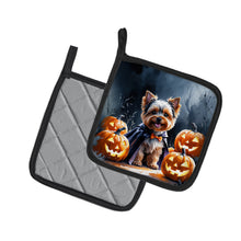 Load image into Gallery viewer, Yorkshire Terrier Puppy Halloween Pair of Pot Holders