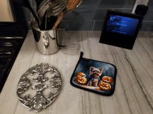 Load image into Gallery viewer, Yorkshire Terrier Puppy Halloween Pair of Pot Holders