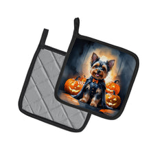 Load image into Gallery viewer, Yorkshire Terrier Yorkie Puppy Halloween Pair of Pot Holders