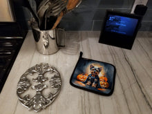 Load image into Gallery viewer, Yorkshire Terrier Yorkie Puppy Halloween Pair of Pot Holders