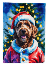 Load image into Gallery viewer, Chocolate Labradoodle Christmas Garden Flag