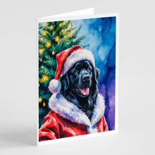 Load image into Gallery viewer, Black Newfoundland Christmas Greeting Cards Pack of 8