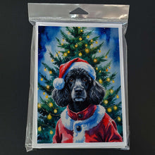 Load image into Gallery viewer, Black Poodle Christmas Greeting Cards Pack of 8