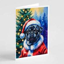Load image into Gallery viewer, Black Pug Christmas Greeting Cards Pack of 8