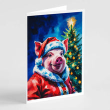 Load image into Gallery viewer, Pig Christmas Greeting Cards Pack of 8
