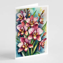 Load image into Gallery viewer, Cymbidium Orchids Greeting Cards Pack of 8