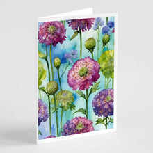 Load image into Gallery viewer, Scabiosa Flowers Greeting Cards Pack of 8