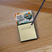 Load image into Gallery viewer, Sticky Thoughts Equals Genius in Progress Funny Sticky Note Holder