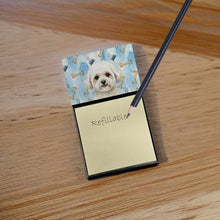 Load image into Gallery viewer, White and Cream Bichon Frise Coworker Watercolor Sticky Note Holder