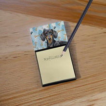 Load image into Gallery viewer, Black and Tan Dachshund Coworker Watercolor Sticky Note Holder