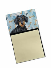 Load image into Gallery viewer, Wirehaired Black and Tan Dachshund Coworker Watercolor Sticky Note Holder