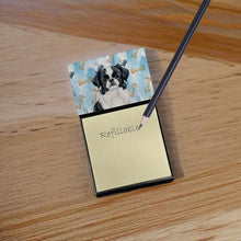 Load image into Gallery viewer, Black and White Japanese Chin Coworker Watercolor Sticky Note Holder