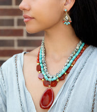 Load image into Gallery viewer, Red Carnelian Colorful Golden Pendant Necklace