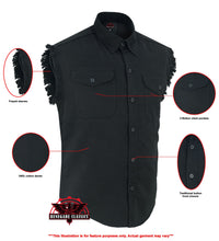 Load image into Gallery viewer, Men&#39;s Black Lightweight Sleeveless Denim Shirt