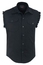 Load image into Gallery viewer, Men&#39;s Black Lightweight Sleeveless Denim Shirt