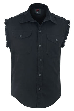 Men's Black Lightweight Sleeveless Denim Shirt