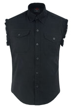 Load image into Gallery viewer, Men&#39;s Black Lightweight Sleeveless Denim Shirt