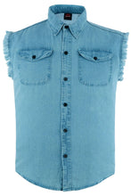 Load image into Gallery viewer, Men&#39;s Blue Lightweight Sleeveless Denim Shirt