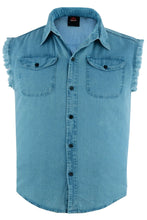 Load image into Gallery viewer, Men&#39;s Blue Lightweight Sleeveless Denim Shirt
