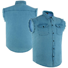 Load image into Gallery viewer, Men&#39;s Blue Lightweight Sleeveless Denim Shirt