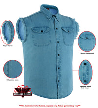 Load image into Gallery viewer, Men&#39;s Blue Lightweight Sleeveless Denim Shirt