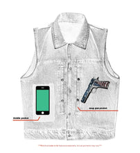 Load image into Gallery viewer, Men's Snap Front Blue Denim Motorcycle Vest