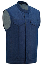 Load image into Gallery viewer, Men's Blue Rough Rub-Off Raw Finish Denim Vest