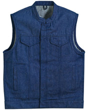 Load image into Gallery viewer, Men's Blue Rough Rub-Off Raw Finish Denim Vest