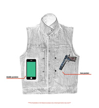 Load image into Gallery viewer, Blue Men's  denim motorcycle vest with Snap/Zipper Front