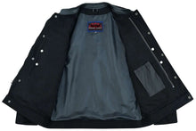 Load image into Gallery viewer, Men's Full Cut Denim Jacket – Leather Trim &amp; Hidden Pockets