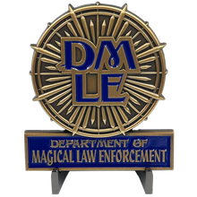 Load image into Gallery viewer, BL3-011 DMLE Ulick Gamp Police Department of Magical Law Enforcement Full Size Shield with hinged pin back