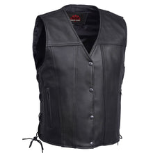 Load image into Gallery viewer, Clubster Men's Black Milled Cowhide Side Lace Motorcycle Leather Vest