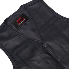 Load image into Gallery viewer, Clubster Men's Black Milled Cowhide Side Lace Motorcycle Leather Vest