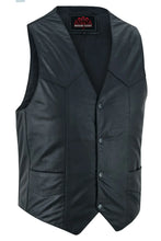 Load image into Gallery viewer, Men&#39;s Traditional Light Weight Black Leather Motorcycle Vest