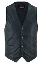 Load image into Gallery viewer, Men&#39;s Traditional Light Weight Black Leather Motorcycle Vest