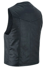 Load image into Gallery viewer, Men&#39;s Traditional Light Weight Black Leather Motorcycle Vest