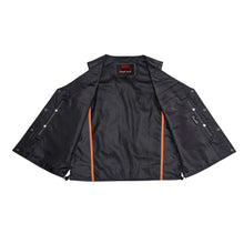 Load image into Gallery viewer, Men's Black Leather Vest with Side Laces and Smart Access Pockets