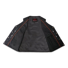 Load image into Gallery viewer, Buffalo Nickel Black Leather Vest for Men - Customizable Back &amp; Satin Liner