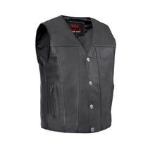 Load image into Gallery viewer, Buffalo Nickel Black Leather Vest for Men - Customizable Back &amp; Satin Liner
