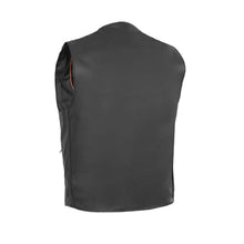 Load image into Gallery viewer, Buffalo Nickel Black Leather Vest for Men - Customizable Back &amp; Satin Liner