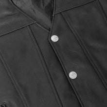 Load image into Gallery viewer, Buffalo Nickel Black Leather Vest for Men - Customizable Back &amp; Satin Liner