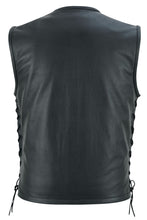 Load image into Gallery viewer, Men's Zipper Front Black Leather Motorcycle Vest
