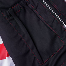 Load image into Gallery viewer, Men's Banded Collar leather Vest with USA Flag Lining &amp; Red Stitching