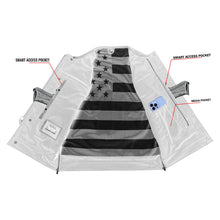 Load image into Gallery viewer, Men's Banded Collar leather Vest with USA Flag Lining &amp; Red Stitching